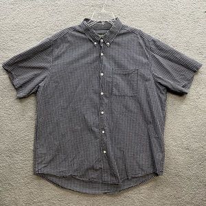 Eddie Bauer Button Up Shirt Mens XXL 2XL Seersucker Short Sleeve Check Blue 43